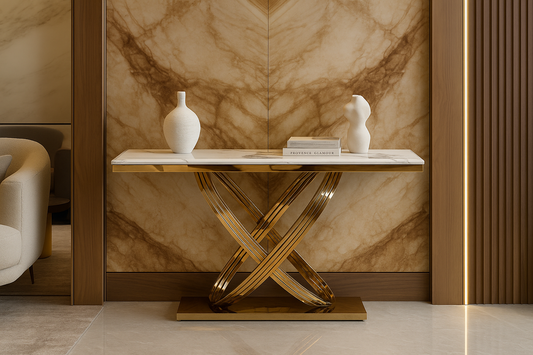 Infinity Cross Gold Console Table