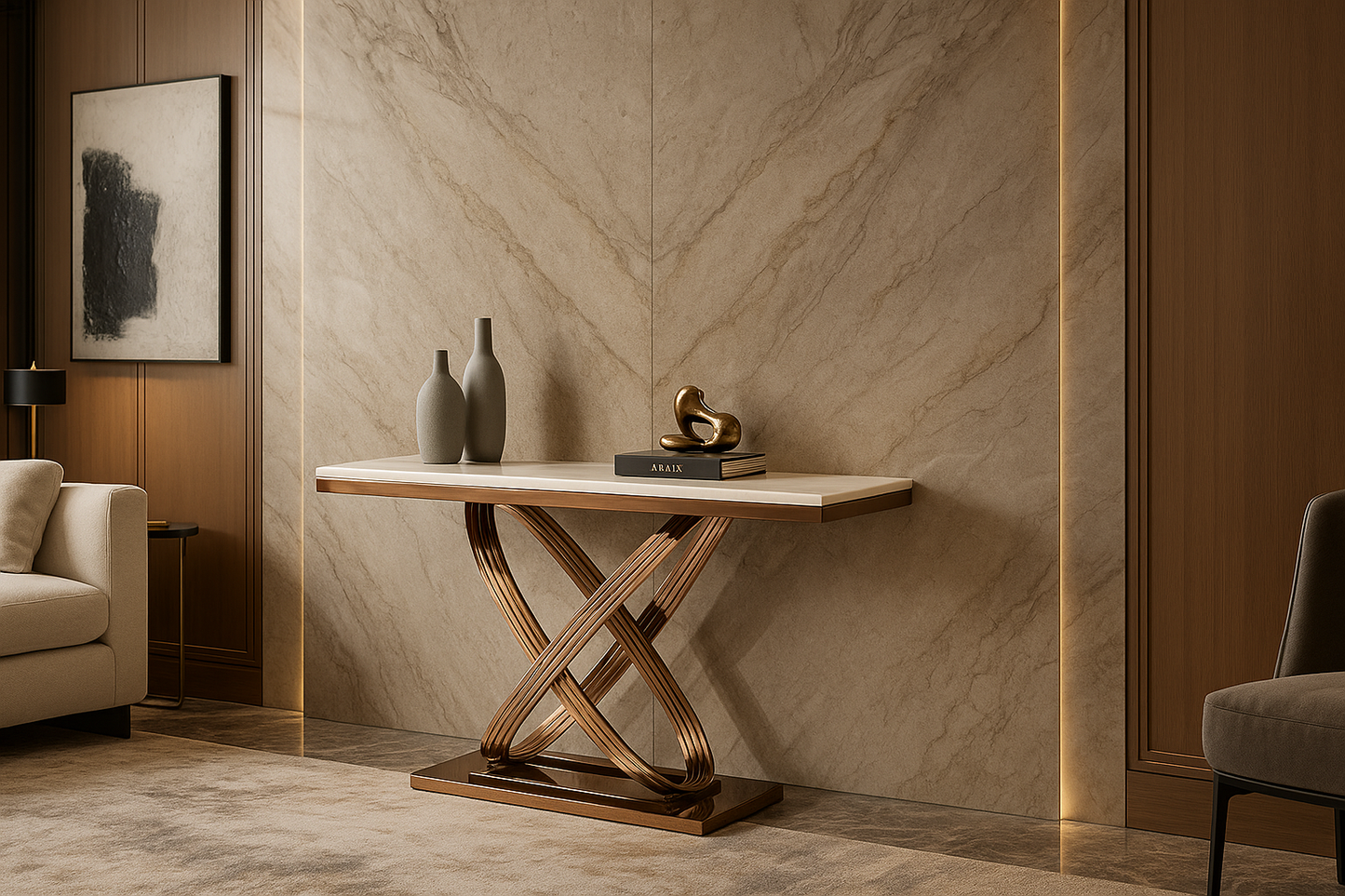 Infinity Cross Gold Console Table