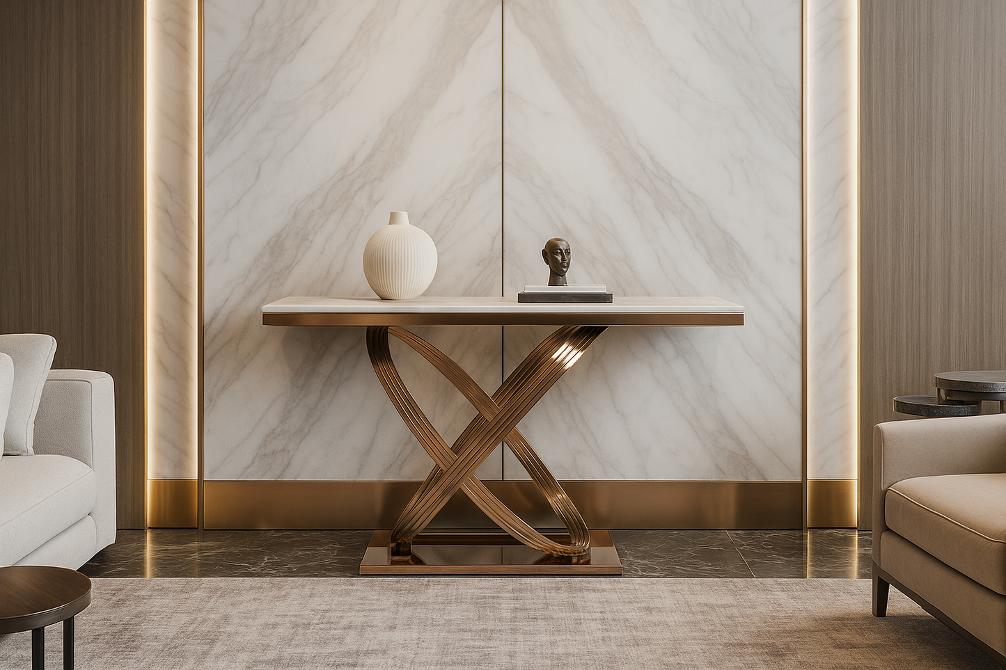 Infinity Cross Gold Console Table