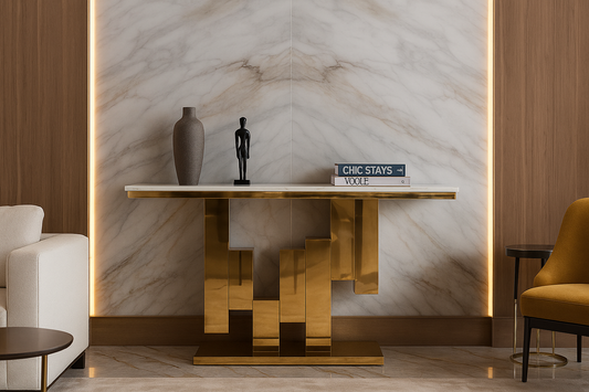 Aurora Marble Top Gold Console Table