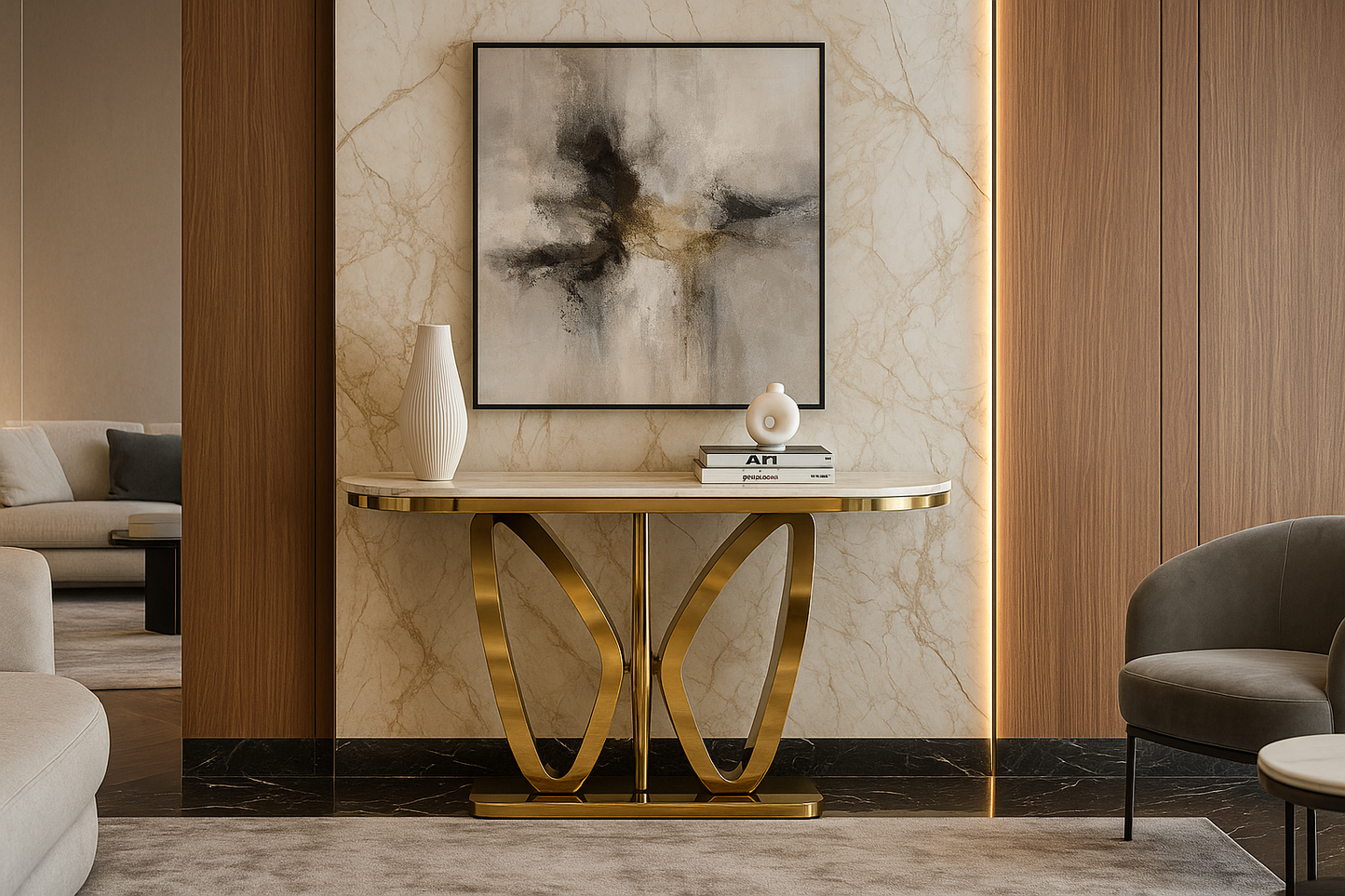Aurelia Gold Marble Console Table