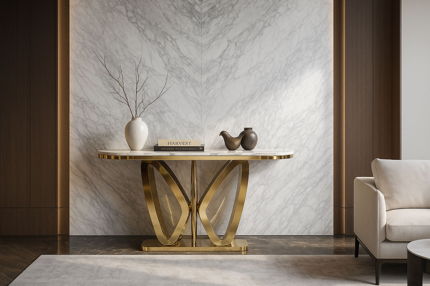 Aurelia Gold Marble Console Table