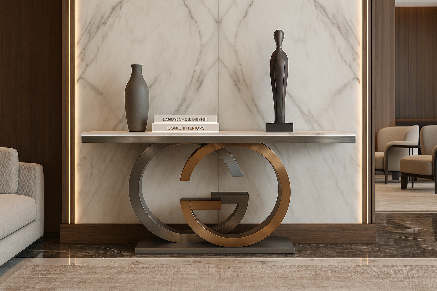 Eclipse Geometric Marble Console Table