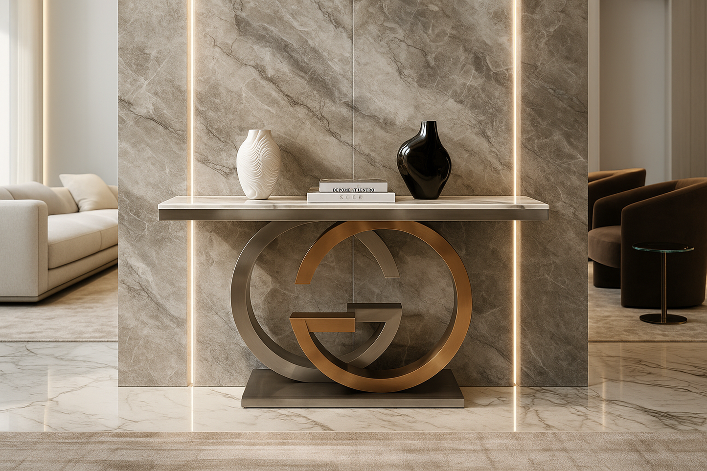Eclipse Geometric Marble Console Table