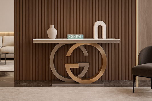 Eclipse Geometric Marble Console Table