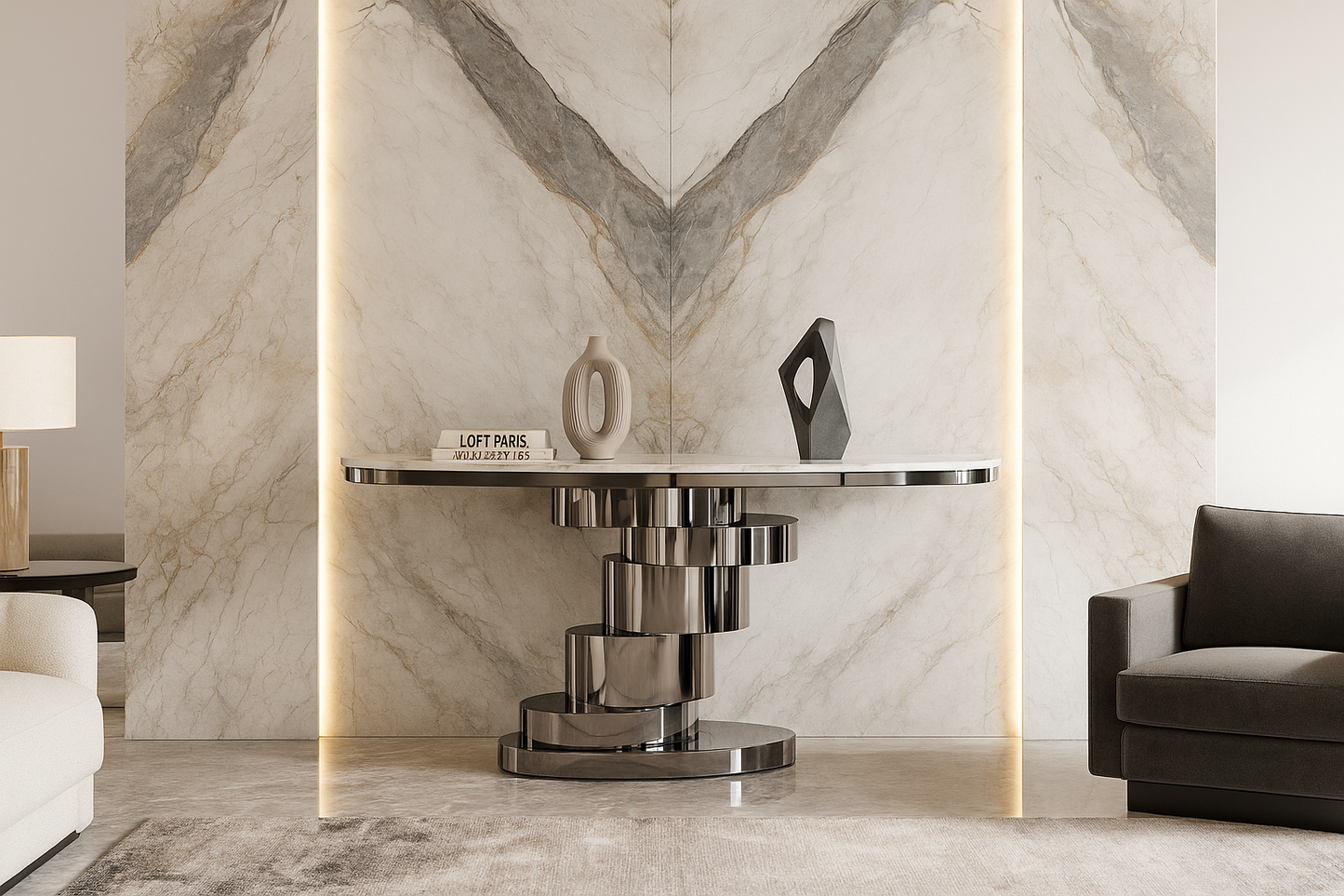 Helix Marble Console Table