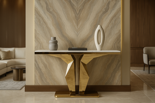 Orion Sculptural Gold Console Table