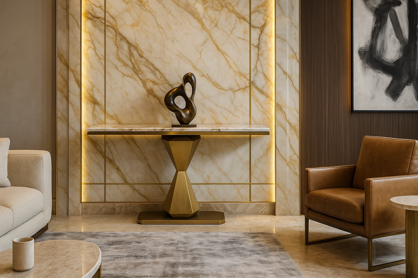 Velour Crescent Console Table