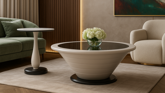 Modern luxury coffee table set with inverted dome base and marble top — TAS Living
