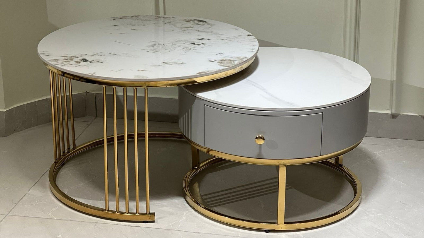 Luxe Grey Marble Coffee Center Table