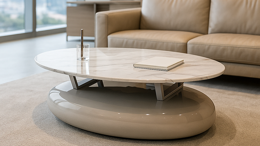 Oval White Marble Center Coffee Table