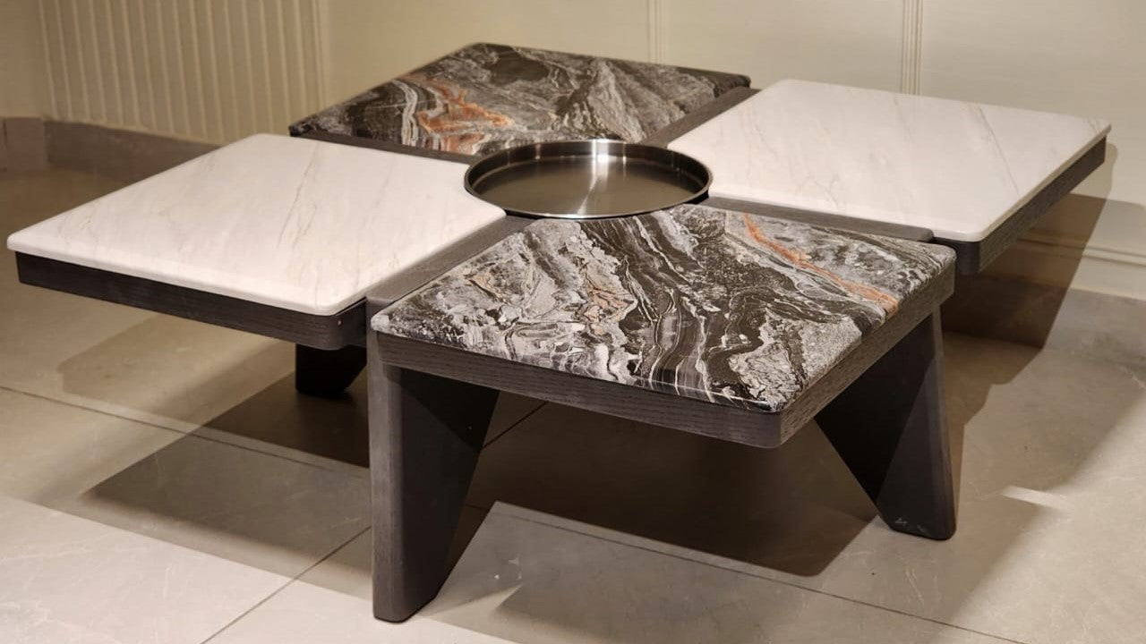 Luxe Quadrant Marble Center Coffee Table