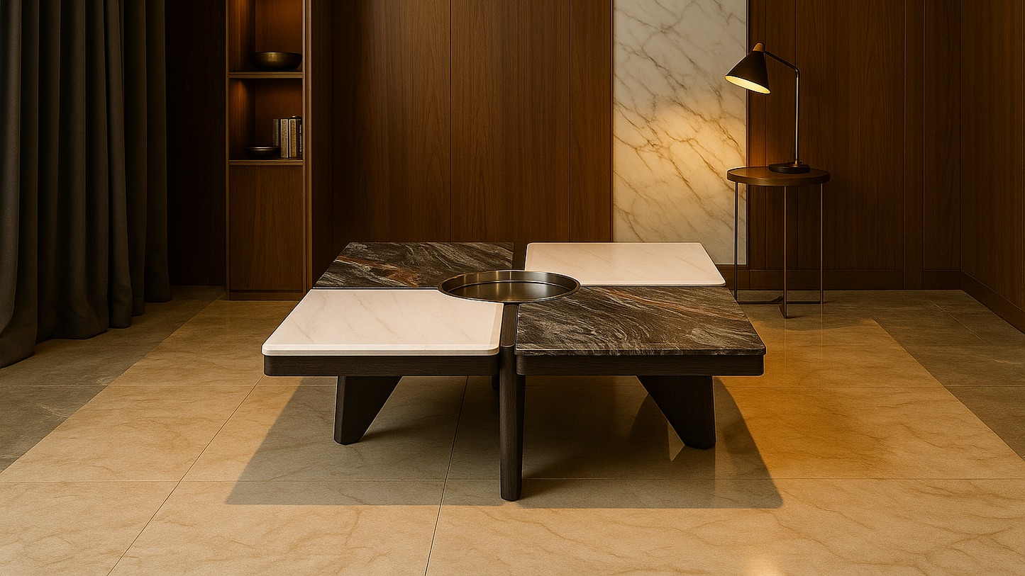 Luxe Quadrant Marble Center Coffee Table