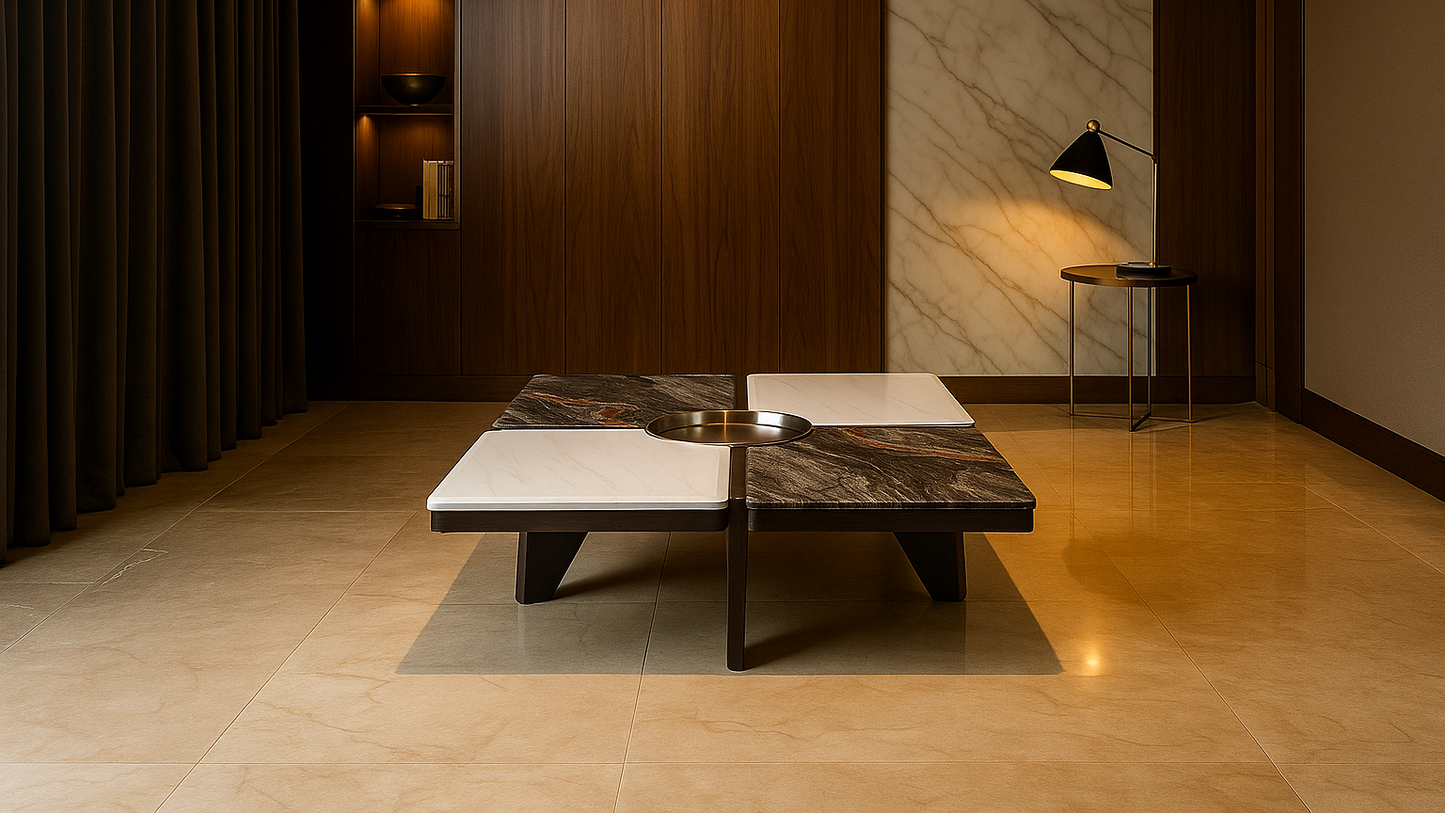 Luxe Quadrant Marble Center Coffee Table