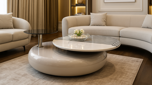 Novus Eclipse modern sculpted marble and glass center coffee table


