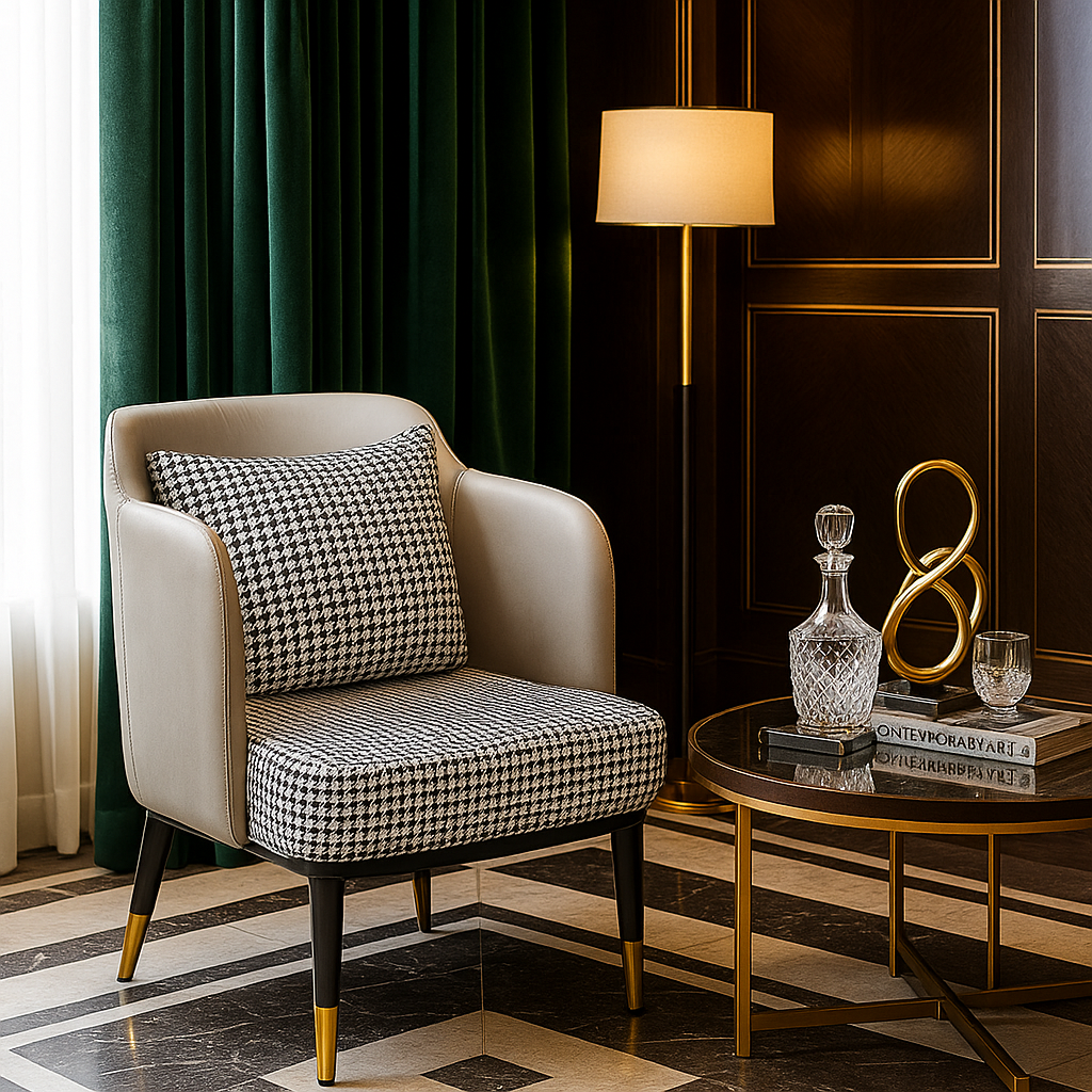 Marceau Houndstooth  Leisure Lounge Chair