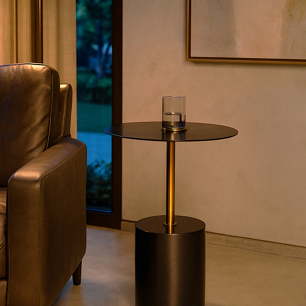 Obsidian Drum Side Table