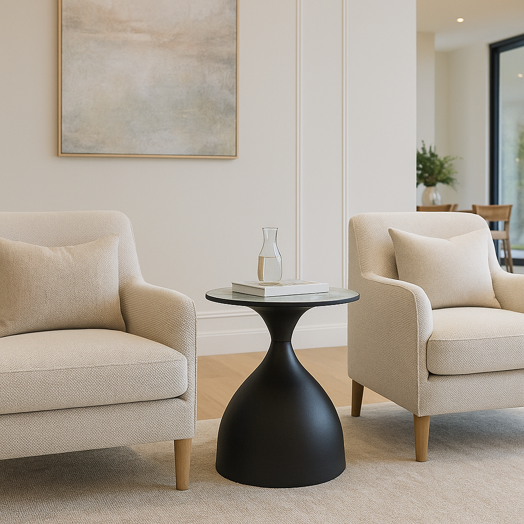 Black pedestal table
