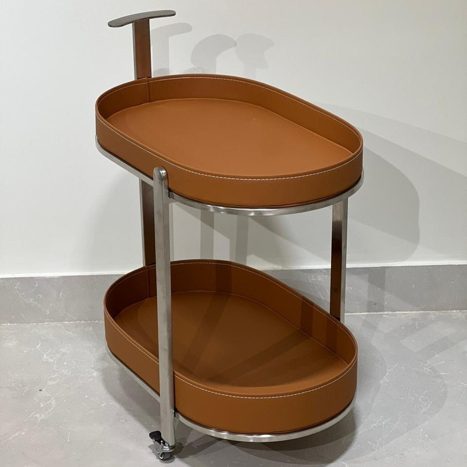 Auburn Luxe Leather Serving Trolley
