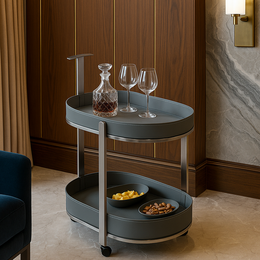 Auburn Luxe Leather Serving Trolley