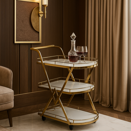 Elysian Gold Glass Trolley