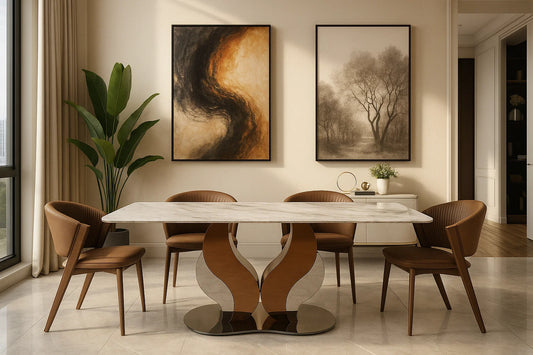 Ondara Sculpted Marble Dining Table