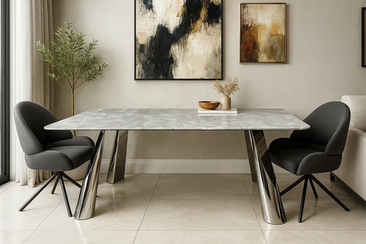 Grigio Chrome Marble Dining Table