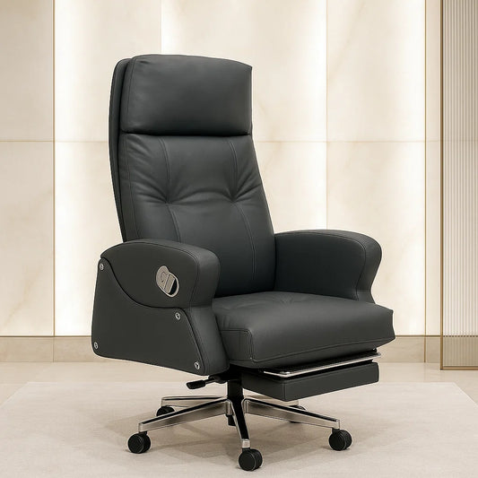 luxury executive revolving boss chair in charcoal leather