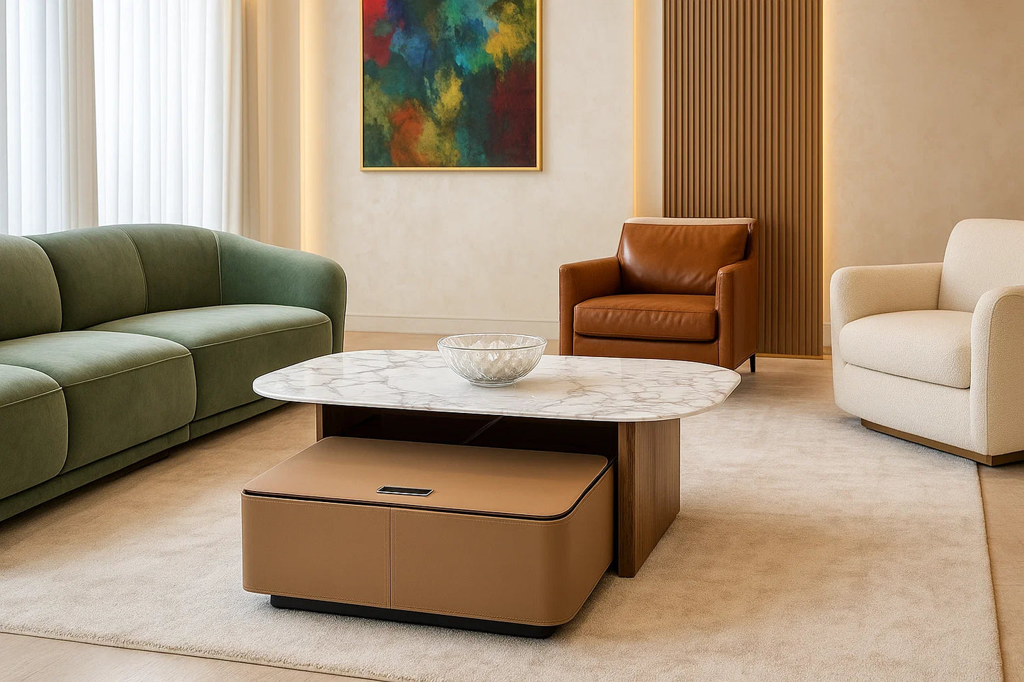 Atlas Duo Marble Center Coffee Table