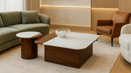 Duo Slate Marble Center Coffee Table