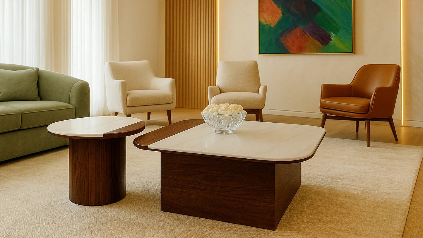 Duo Slate Marble Center Coffee Table