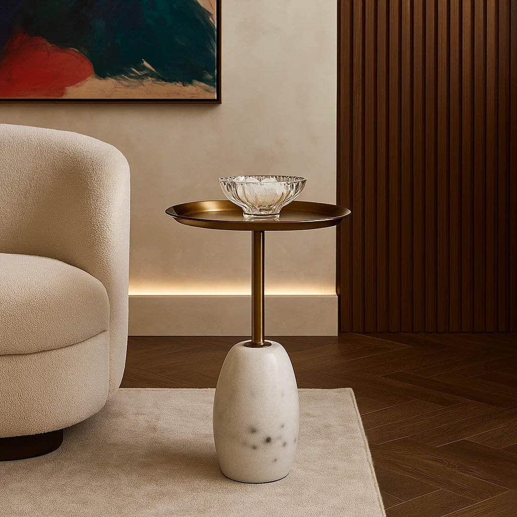 Eggshell Brass Side Table
