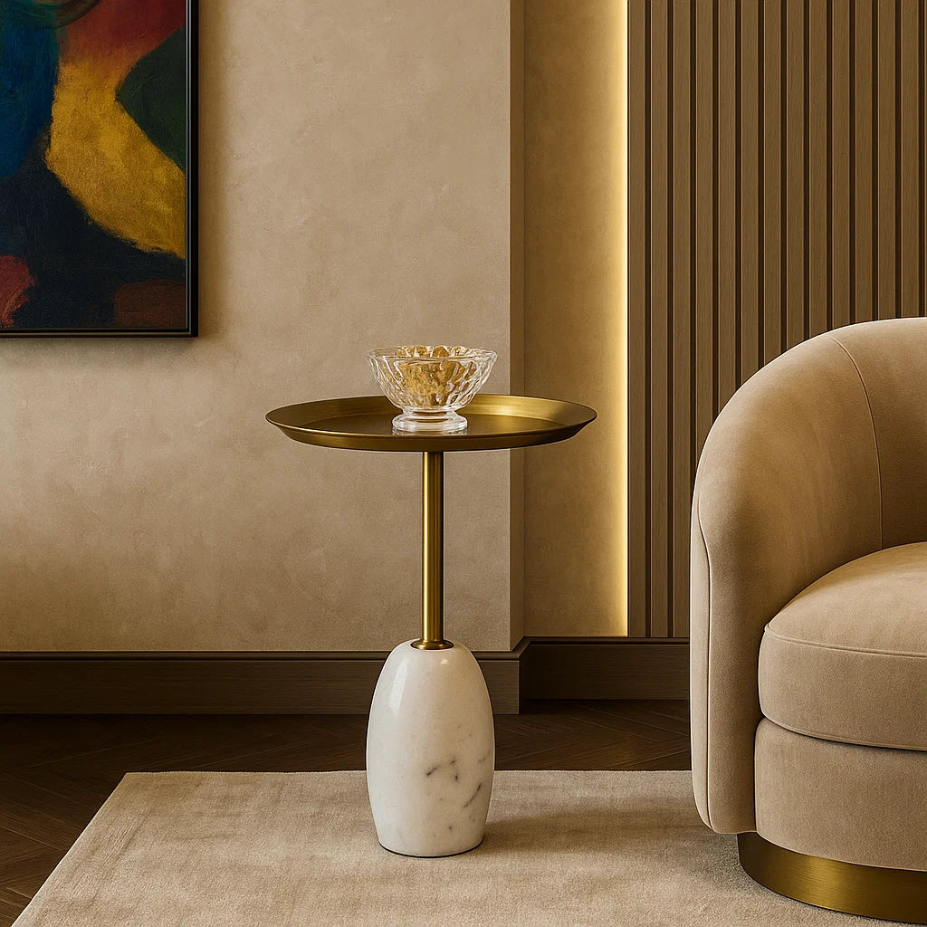 Eggshell Brass Side Table