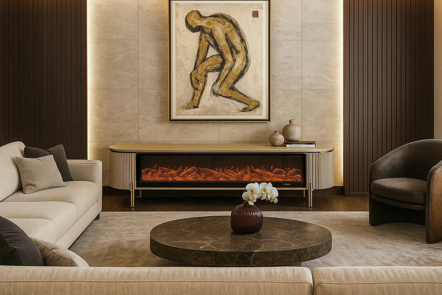 Regal Flame Marble LED Fireplace Runner
