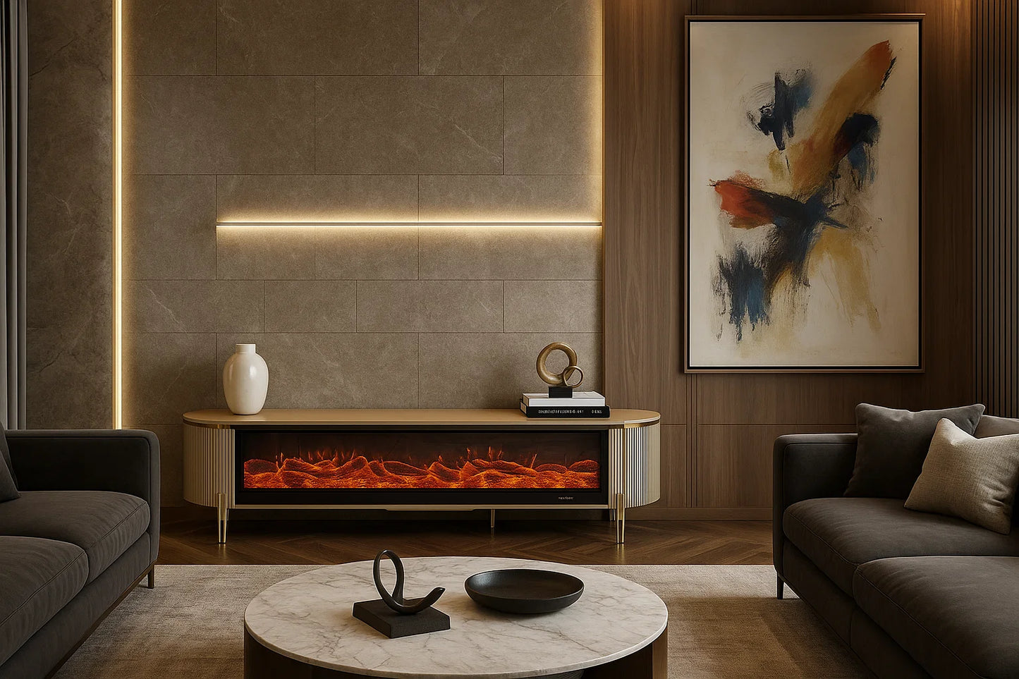 Regal Flame Marble LED Fireplace Runner