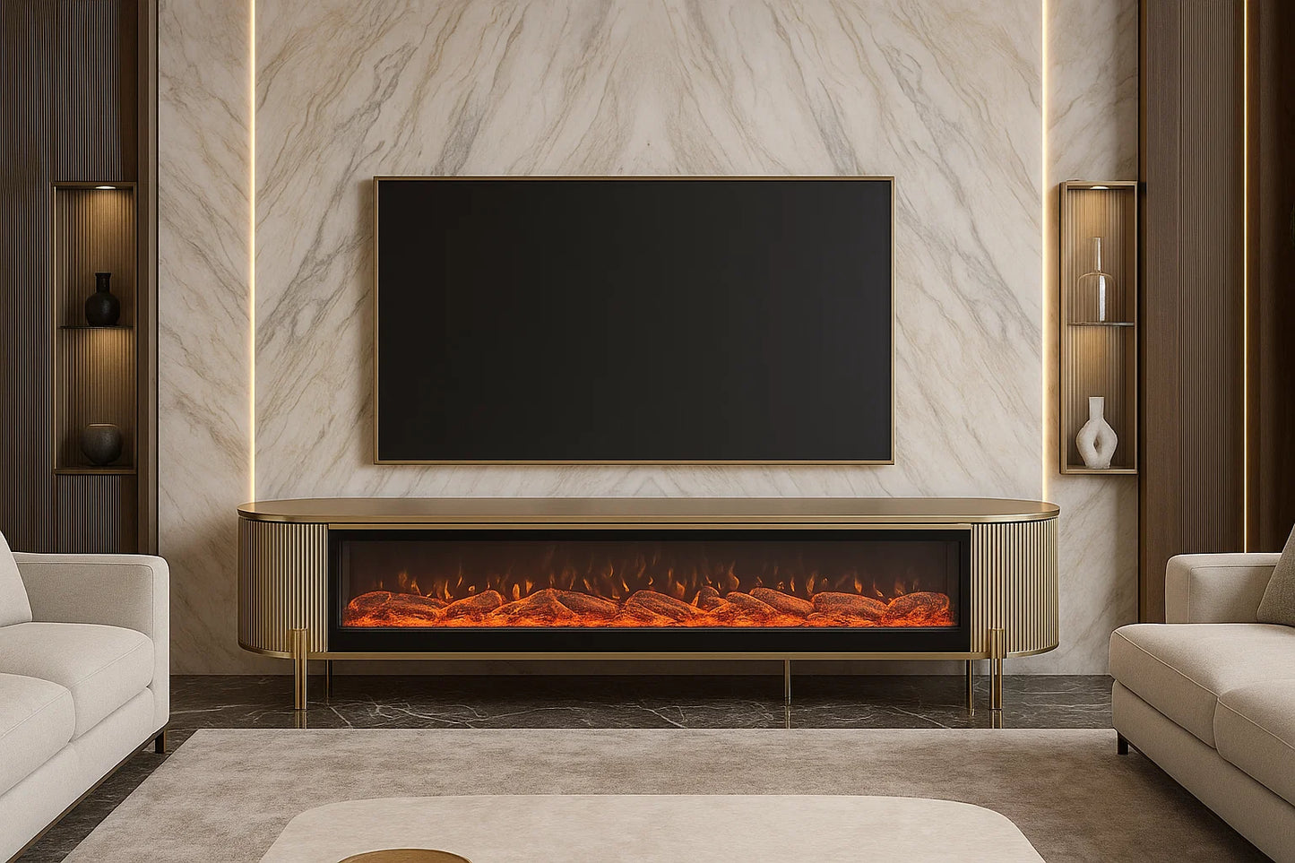 Regal Flame Marble LED Fireplace Runner