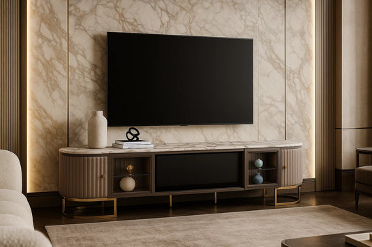 Solace Flame Marble LCD Fireplace Stand