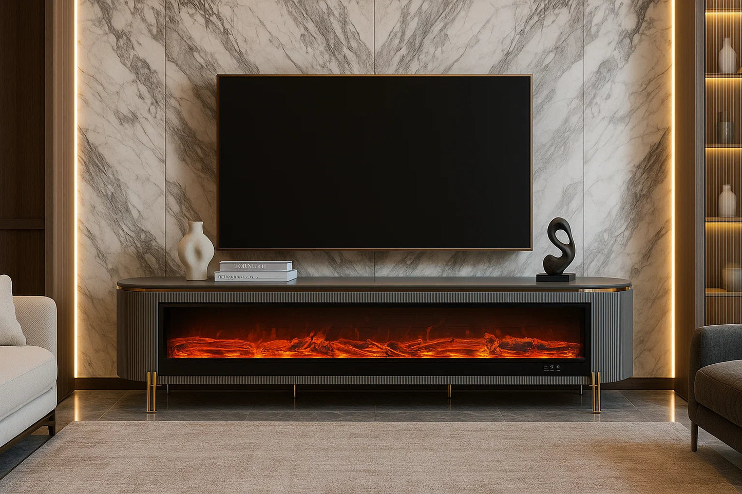 Regal Flame Marble LED Fireplace Runner