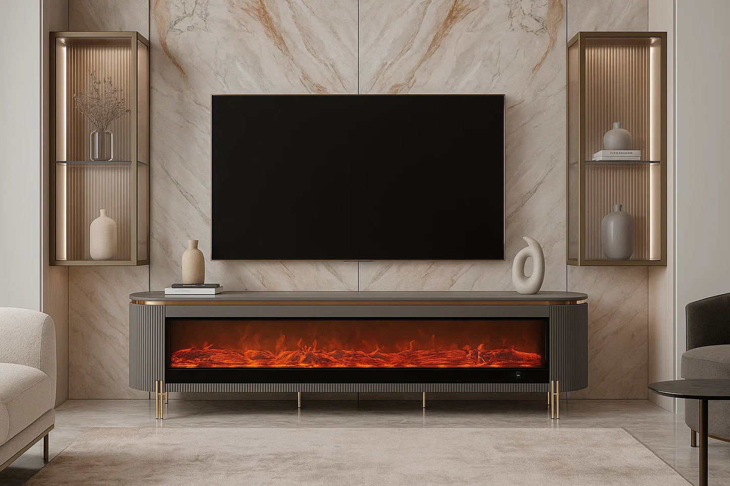 Regal Flame Marble LED Fireplace Runner