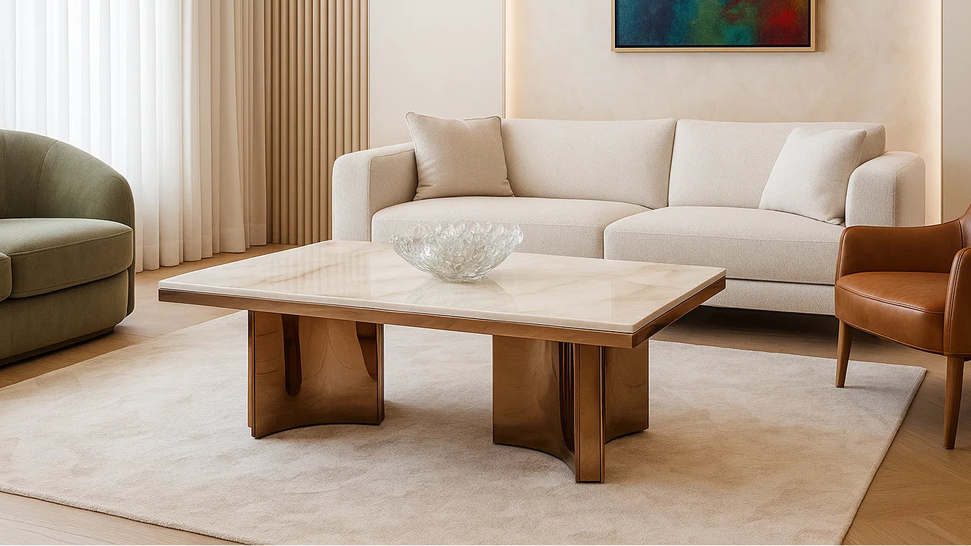 Lustro Rose Marble Center Coffee Table