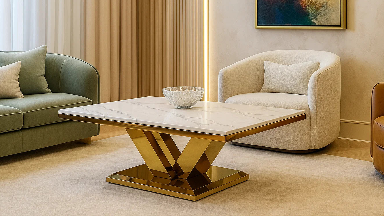 Vertex Marble V-Base Center Coffee Table