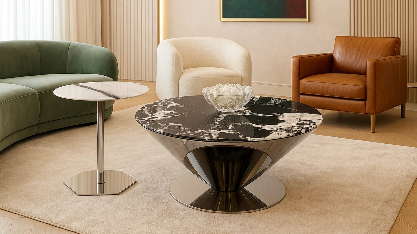 Vortex Mono Marble Center Coffee Table Set