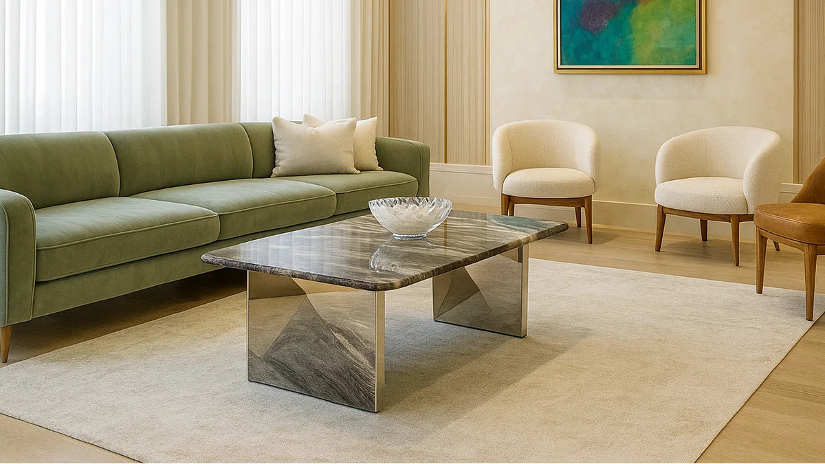 Stratus Vein Marble Center Coffee Table