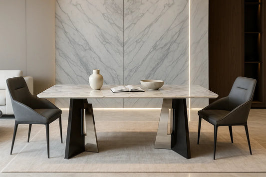 Waveform onyx dining table with rectangular onyx top and artistic wave wood base


