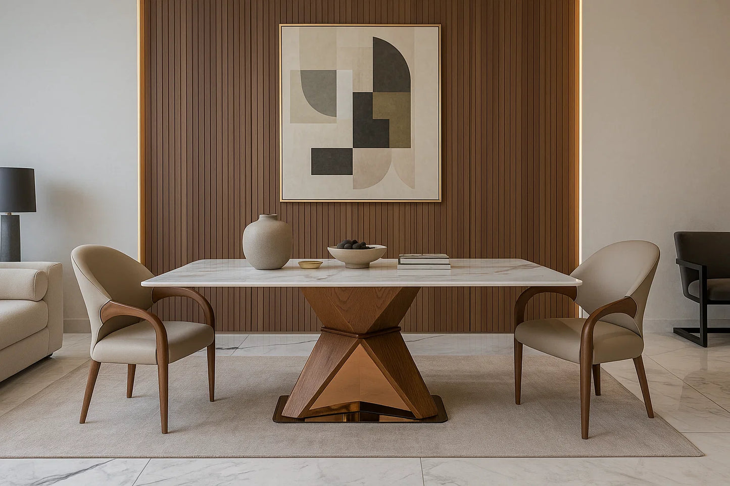 Vertex Pedestal Marble Dining Table