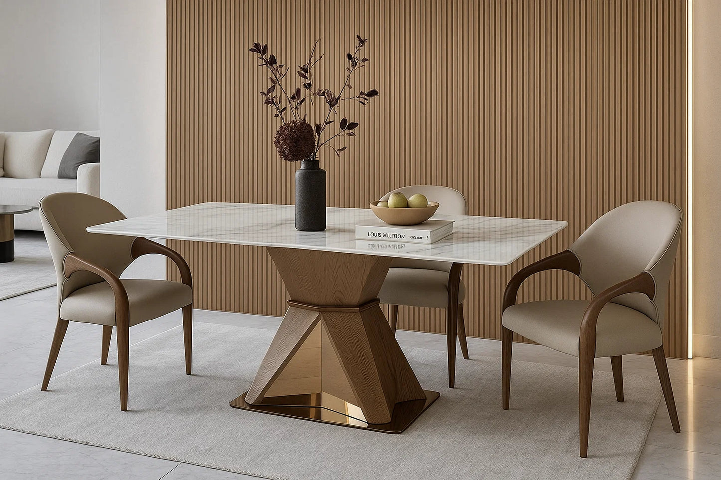 Vertex Pedestal Marble Dining Table