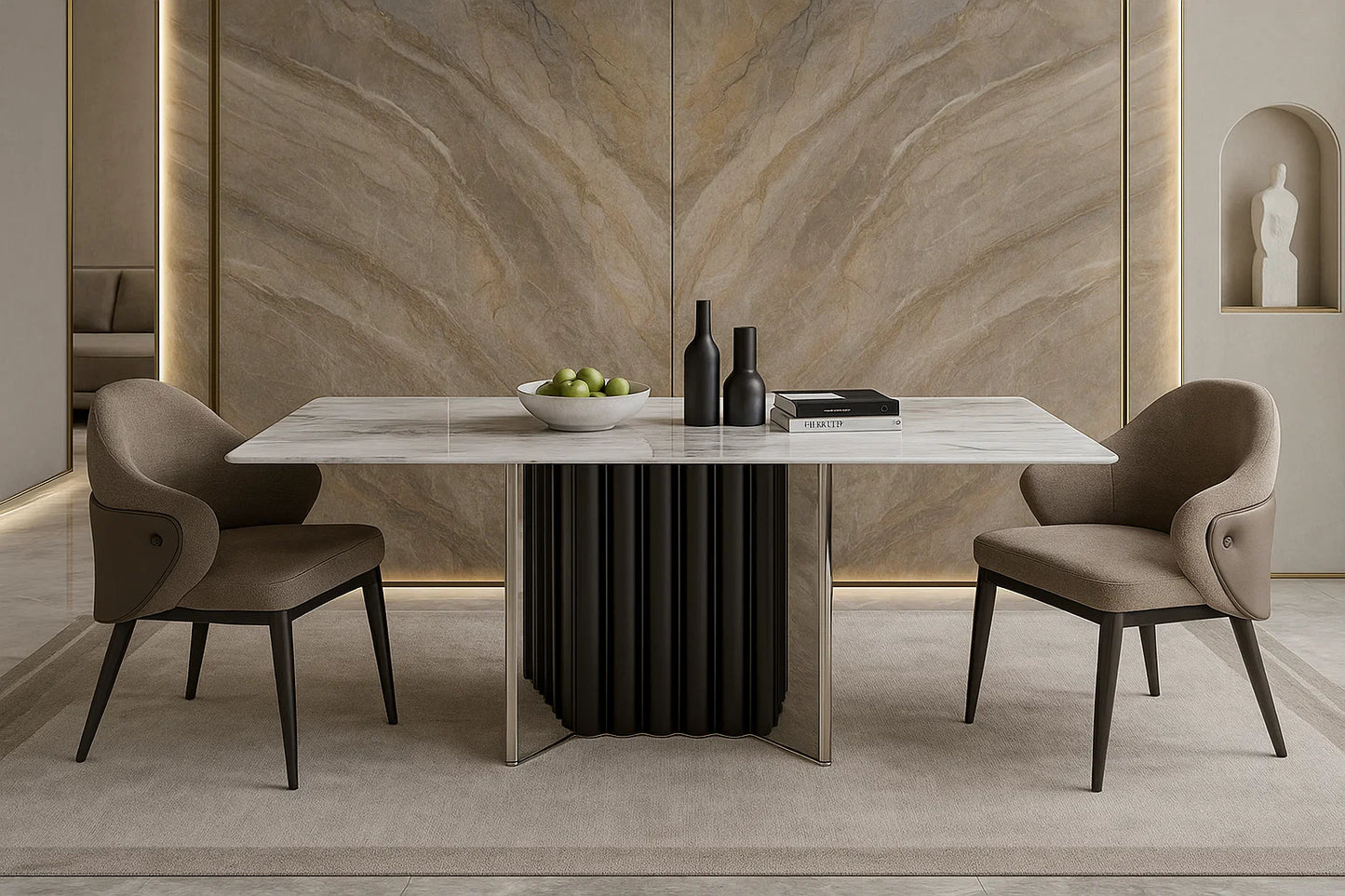 Glacier Flute Marble Dining Table