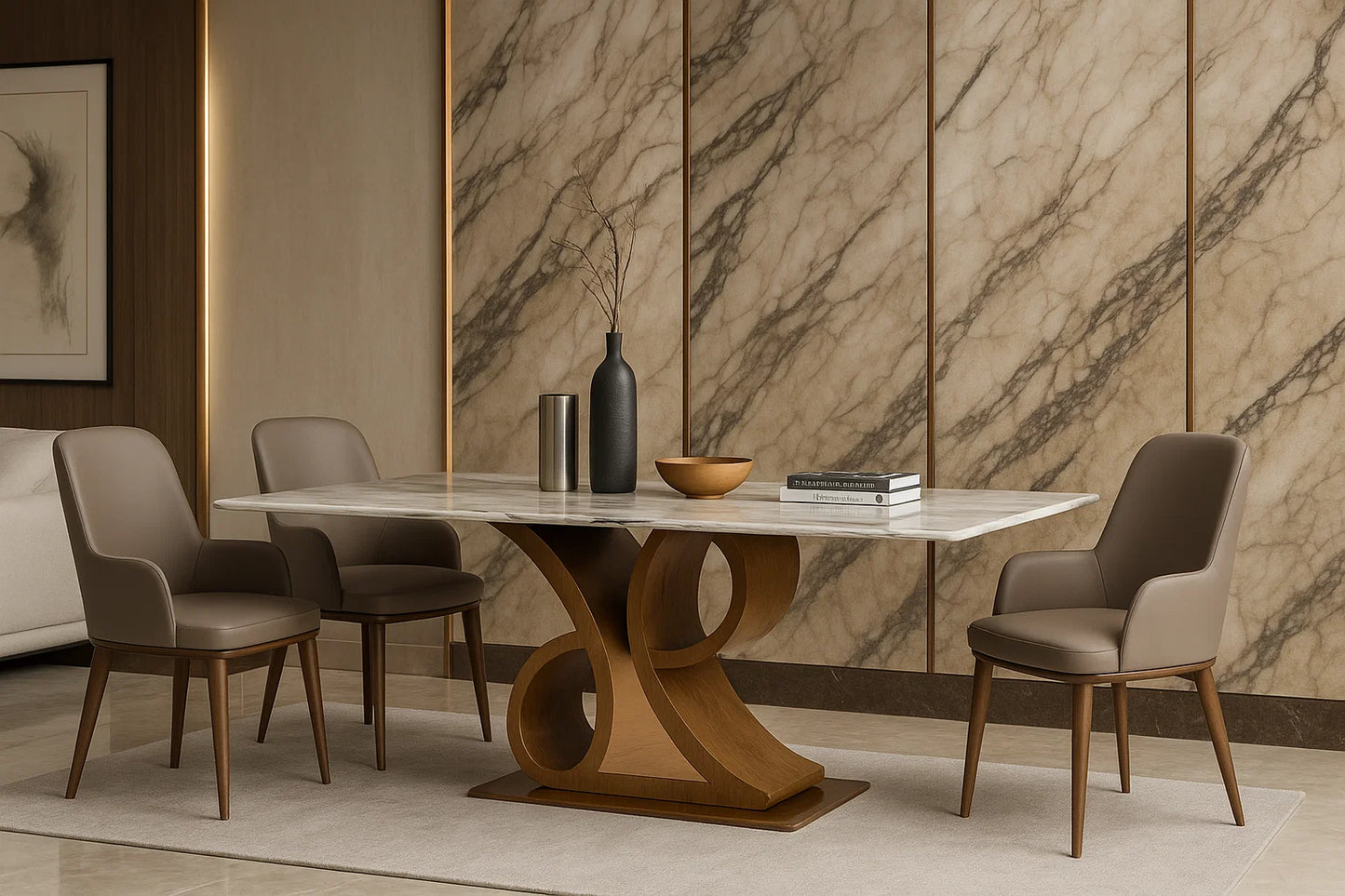Volute Sculpt Marble Dining Table