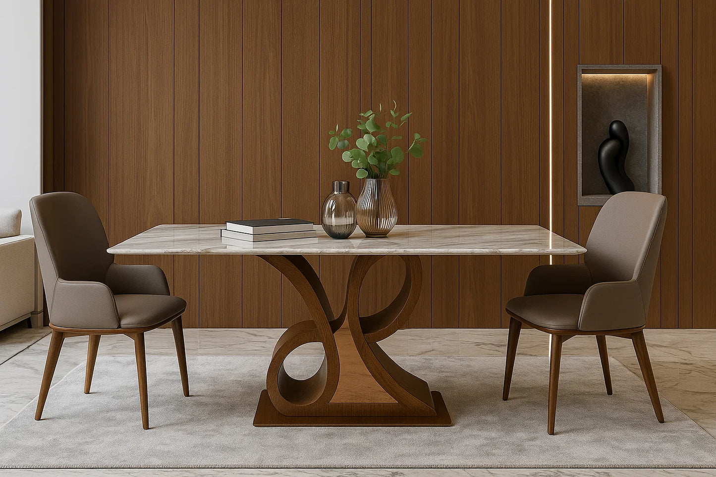 Volute Sculpt Marble Dining Table