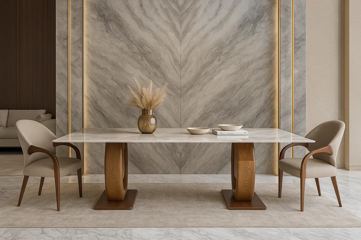 Orbis Twin Marble Dining Table